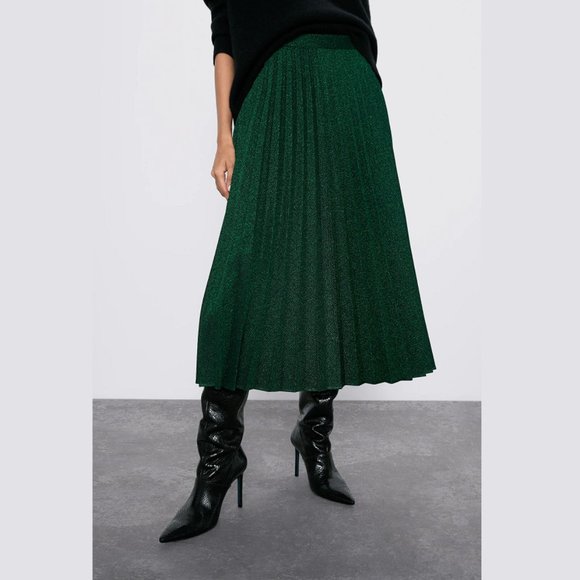 ZARA Metallic Pleated Skirt - Picture 10 of 15
